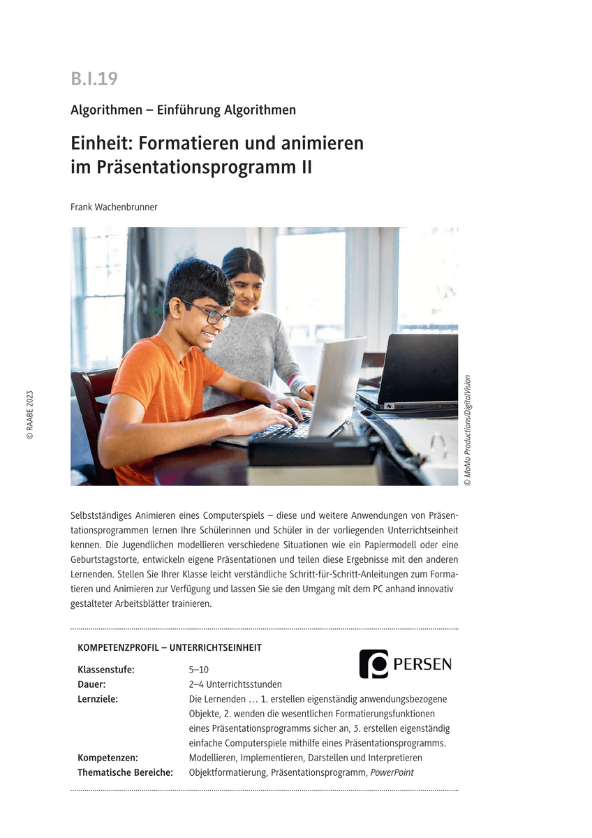 Einheit: Formatieren und animieren im Präsentationsprogramm II