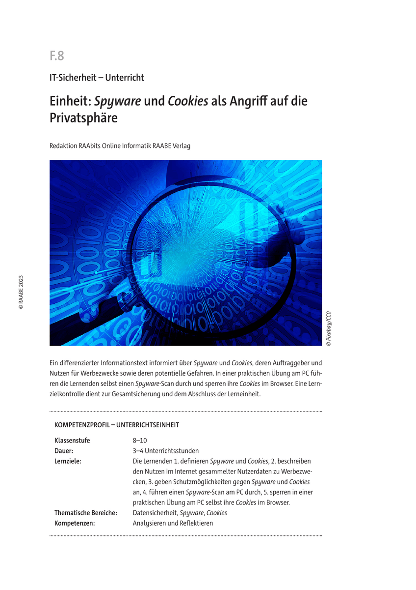 Einheit: Spyware und Cookies als Angriff auf die Privatsphäre