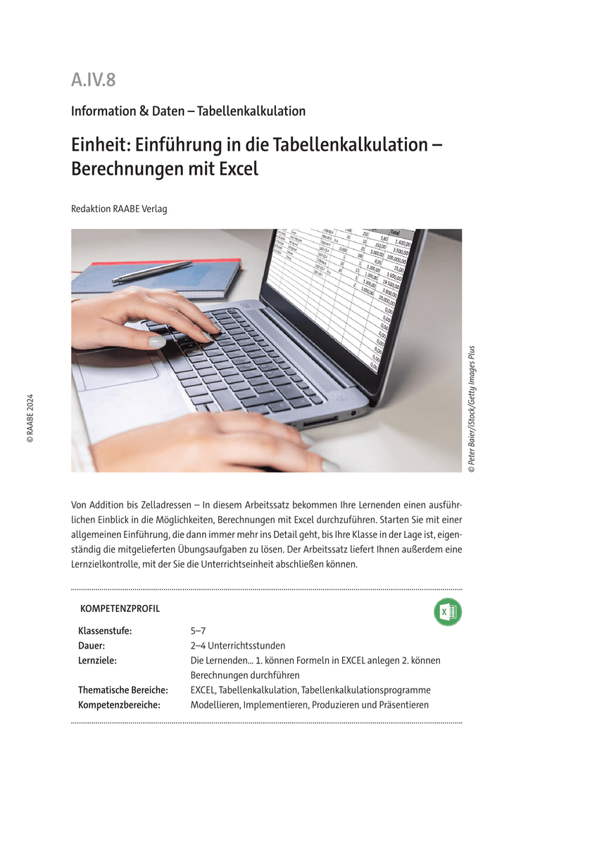 Einheit: Einführung in die Tabellenkalkulation