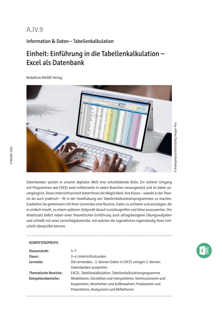 Einheit: Einführung in die Tabellenkalkulation