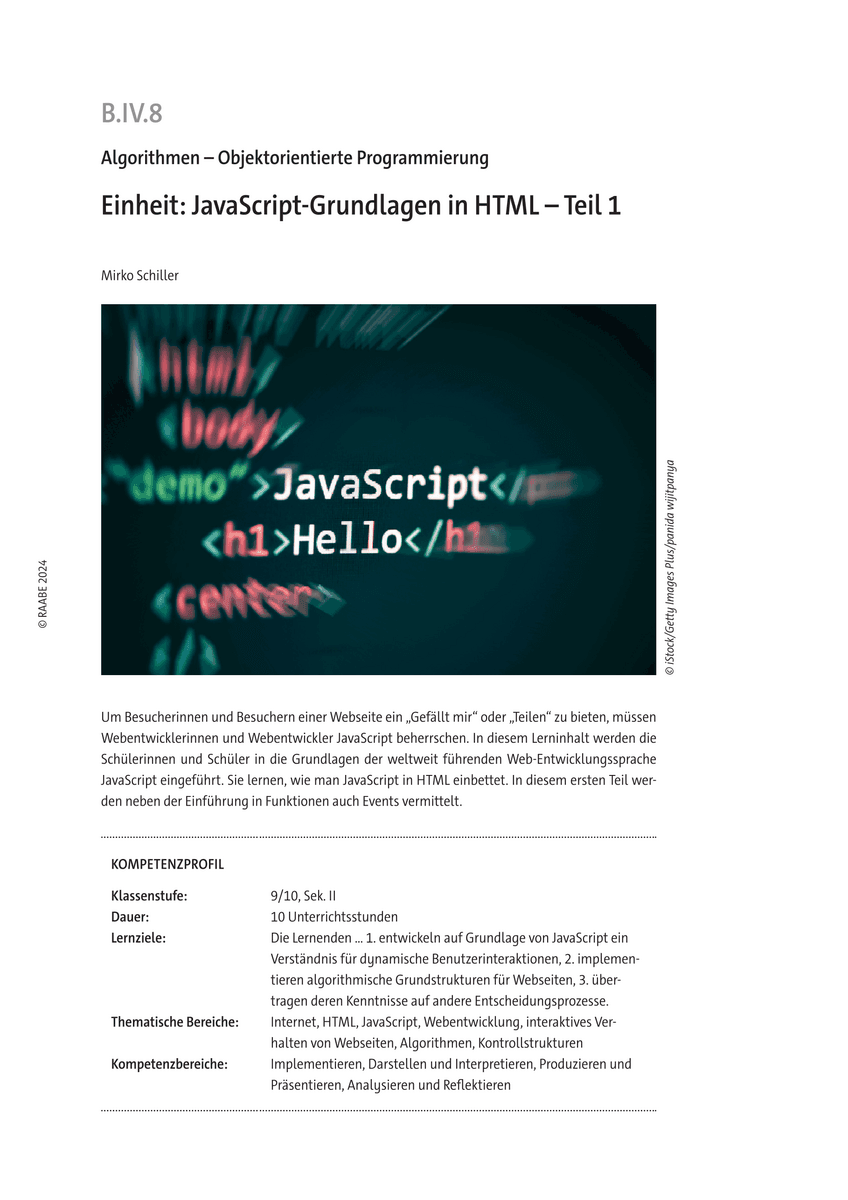 JavaEinheit: Script-Grundlagen in HTML