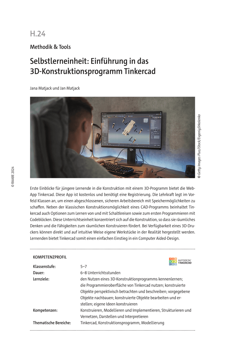 Einführung in das 3D-Konstruktionsprogramm Tinkercad