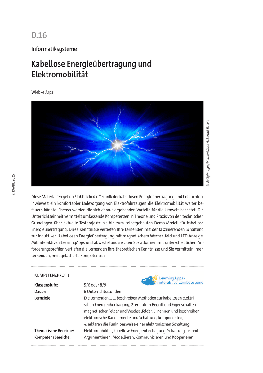 Einheit: Kabellose Energieübertragung und Elektromobilität