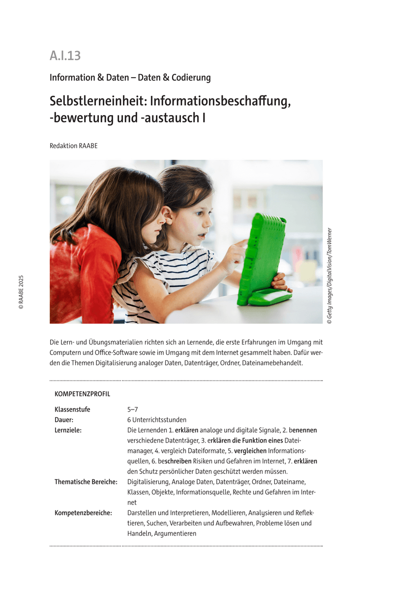 Selbstlerneinheit: Informationsbeschaffung, -bewertung und -austausch I
