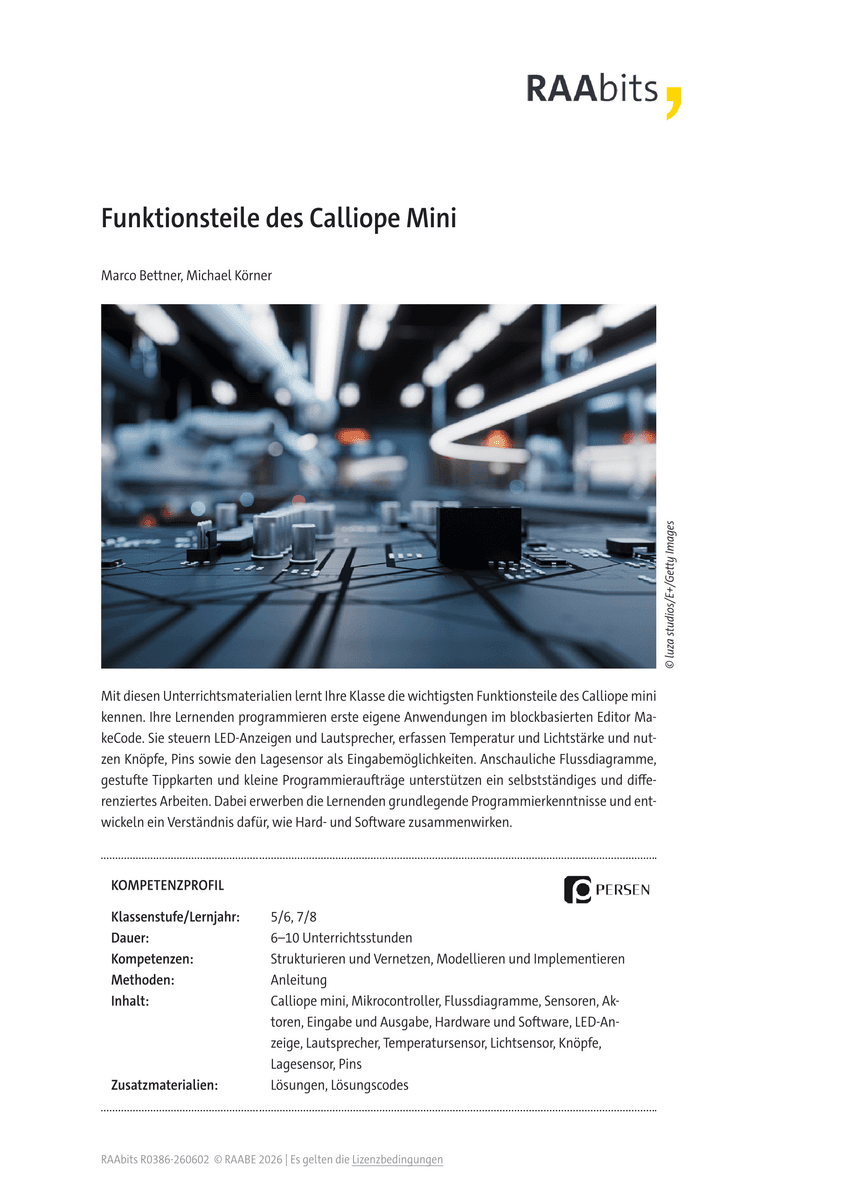 Funktionsteile des Calliope Mini