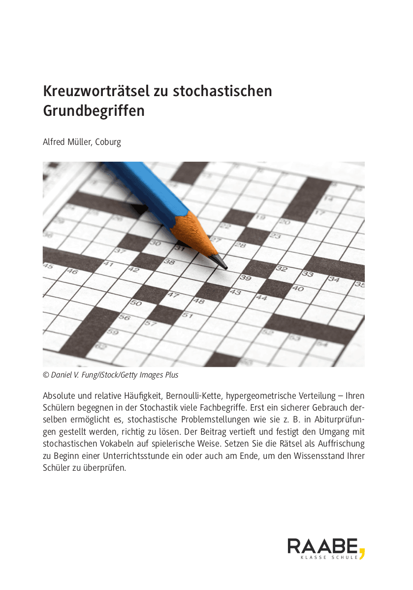 Kreuzworträtsel zu stochastischen Grundbegriffen