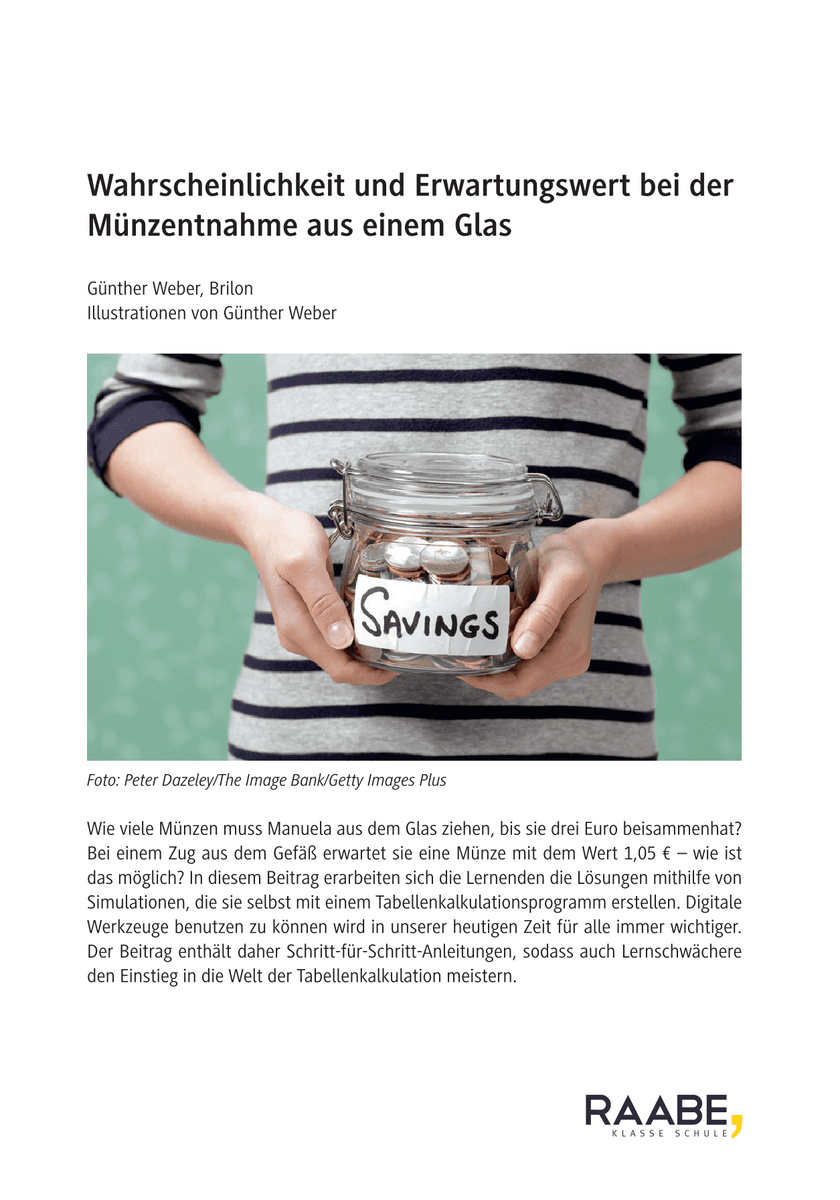 Wahrscheinlichkeit und Erwartungswert bei der Münzentnahme aus einem Glas