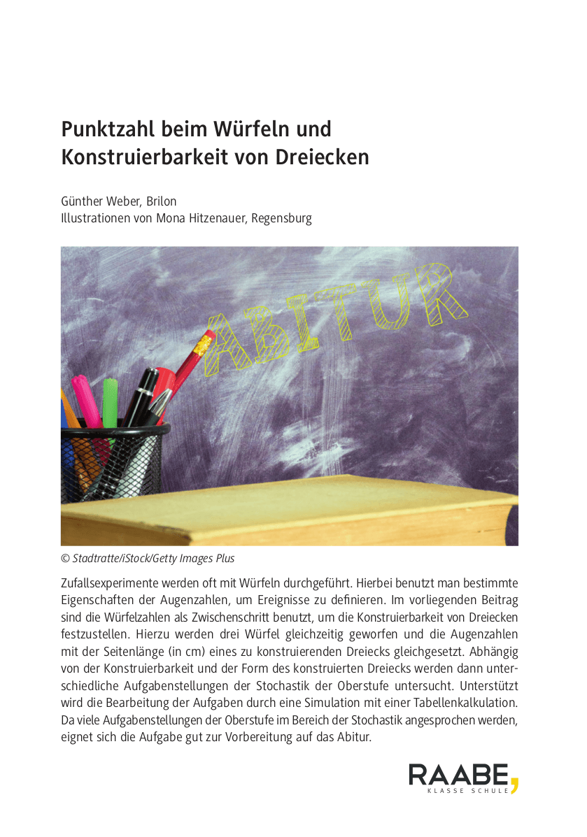 Punktzahl beim Würfeln und
Konstruierbarkeit von Dreiecken