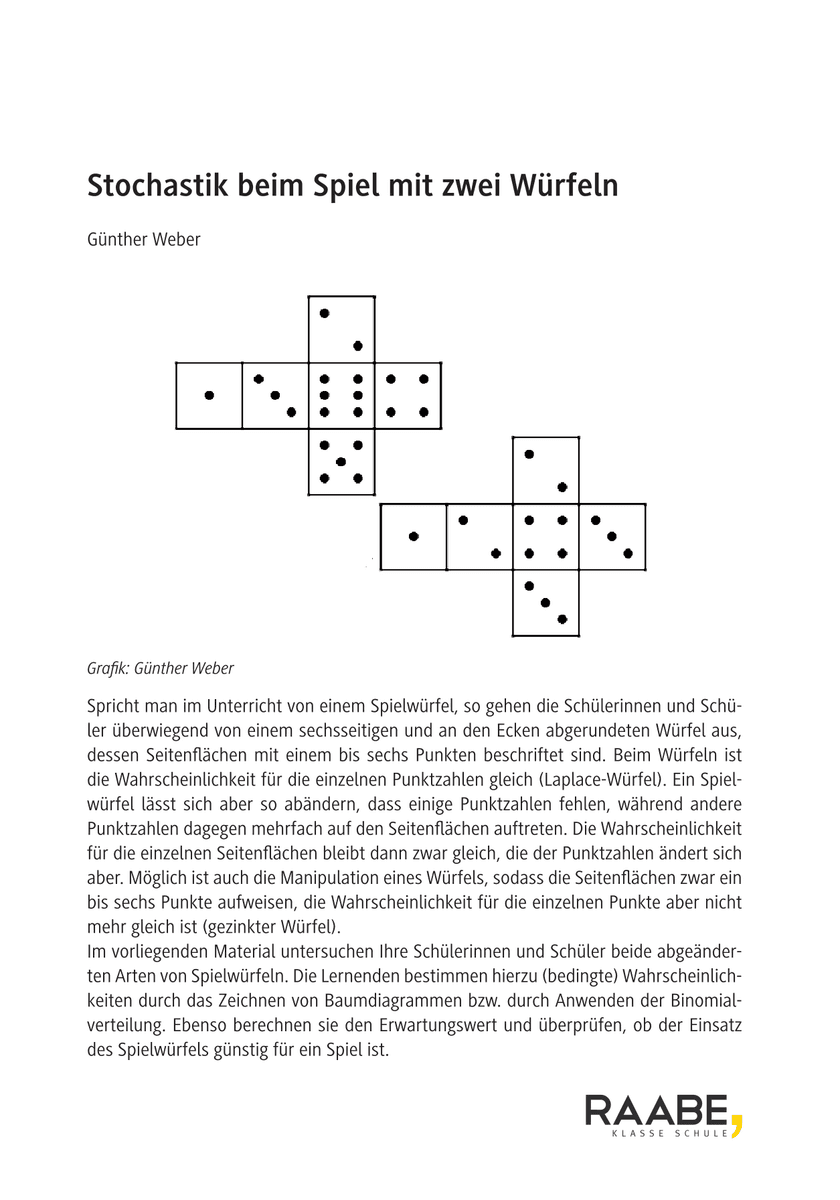 Stochastik beim Spiel mit zwei Würfeln