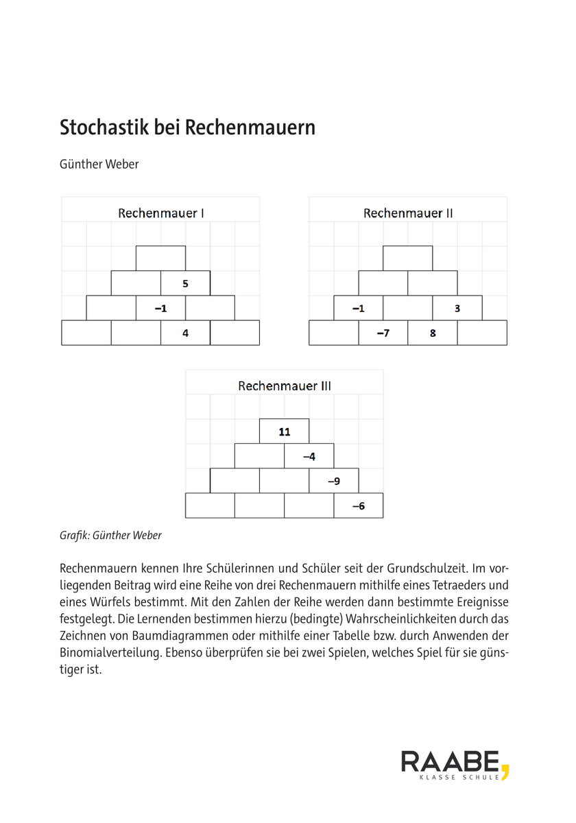 Stochastik bei Rechenmauern