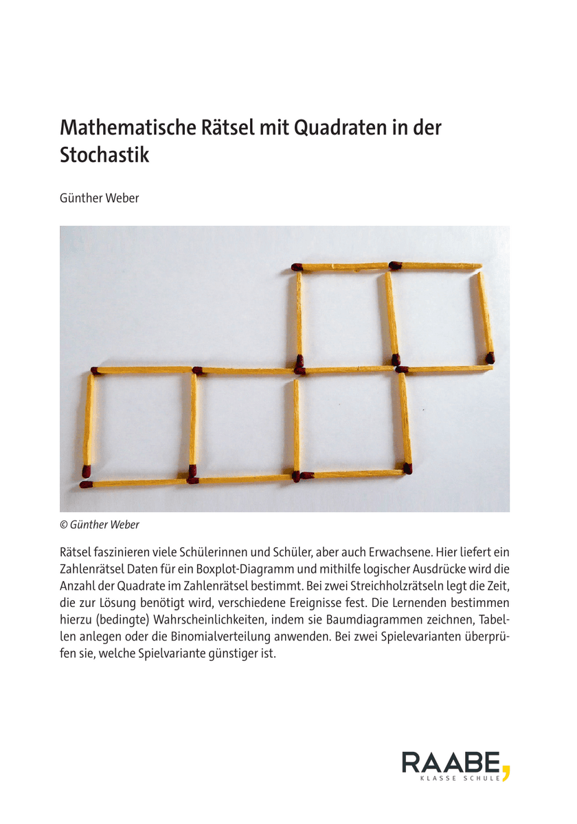 Mathematische Rätsel mit Quadraten in der Stochastik