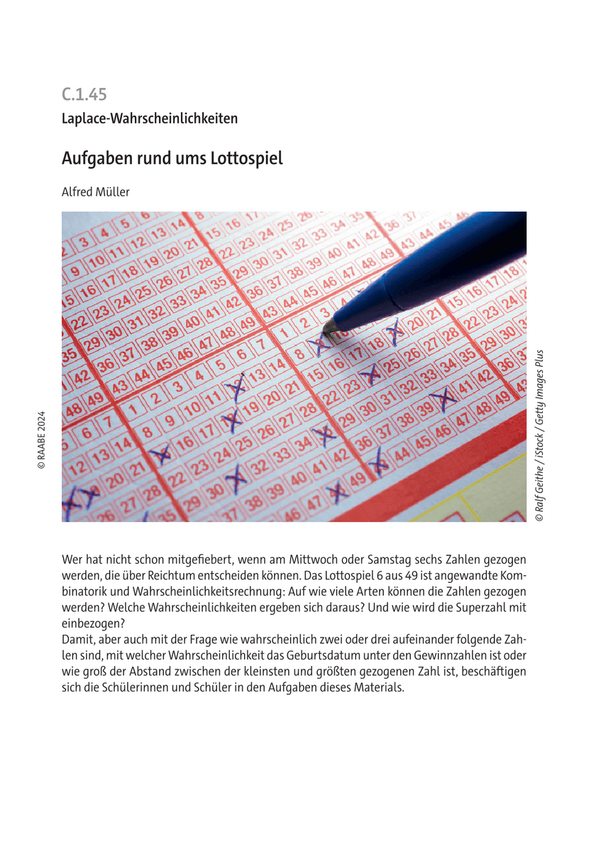Aufgaben rund ums Lottospiel