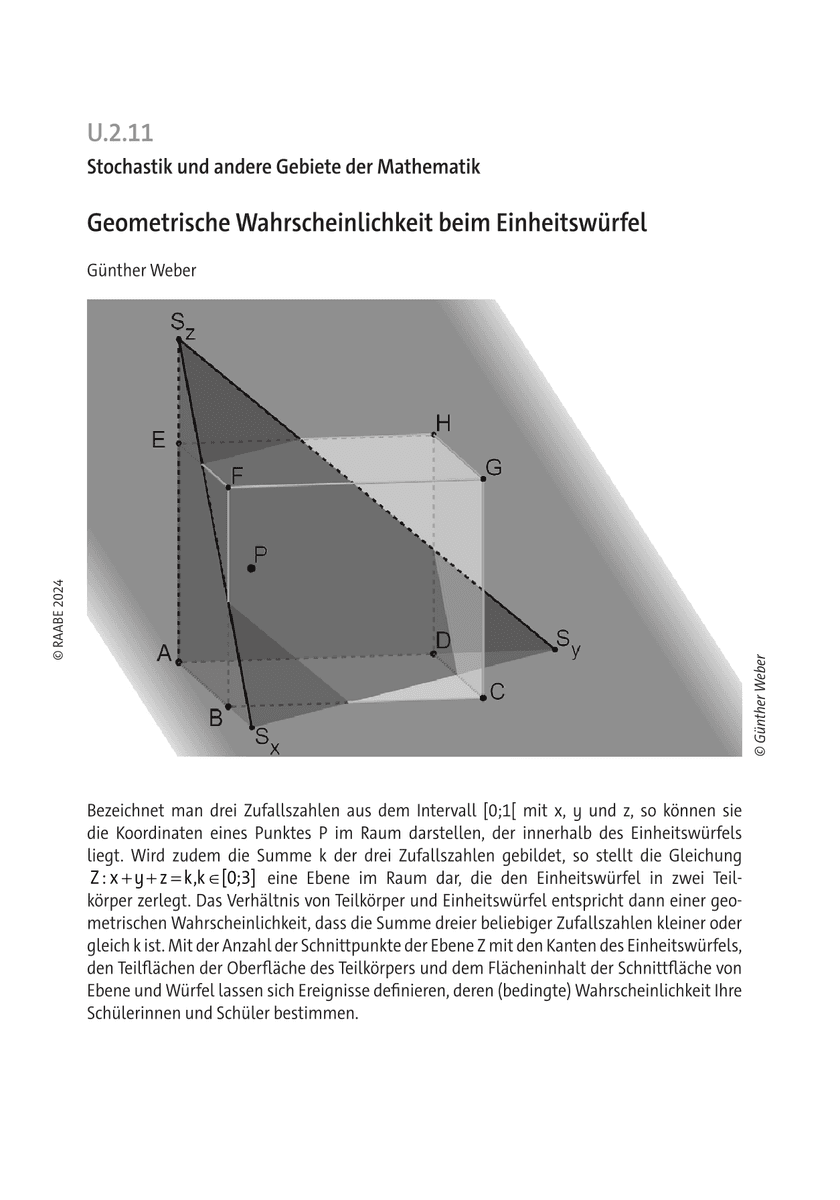 Geometrische Wahrscheinlichkeit beim Einheitswürfel