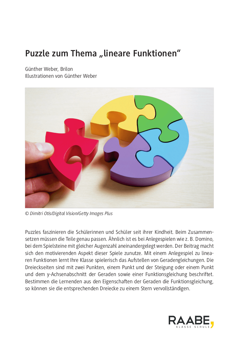 Puzzle zum Thema "lineare Funktionen"
