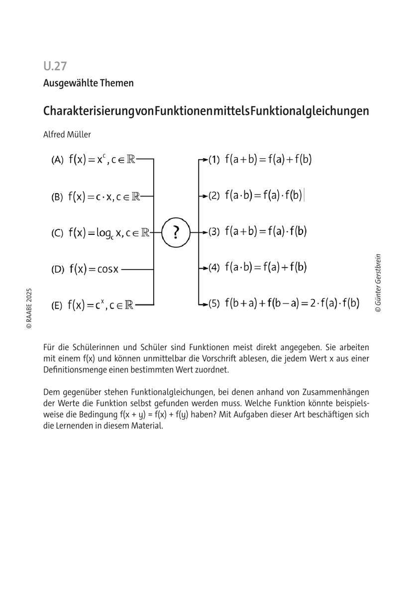 Charakterisierung von Funktionen mittels Funktionalgleichungen