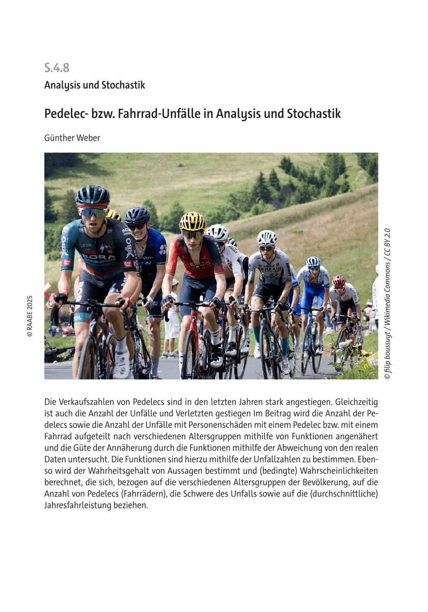 Pedelec- bzw. Fahrrad-Unfälle in Analysis und Stochastik