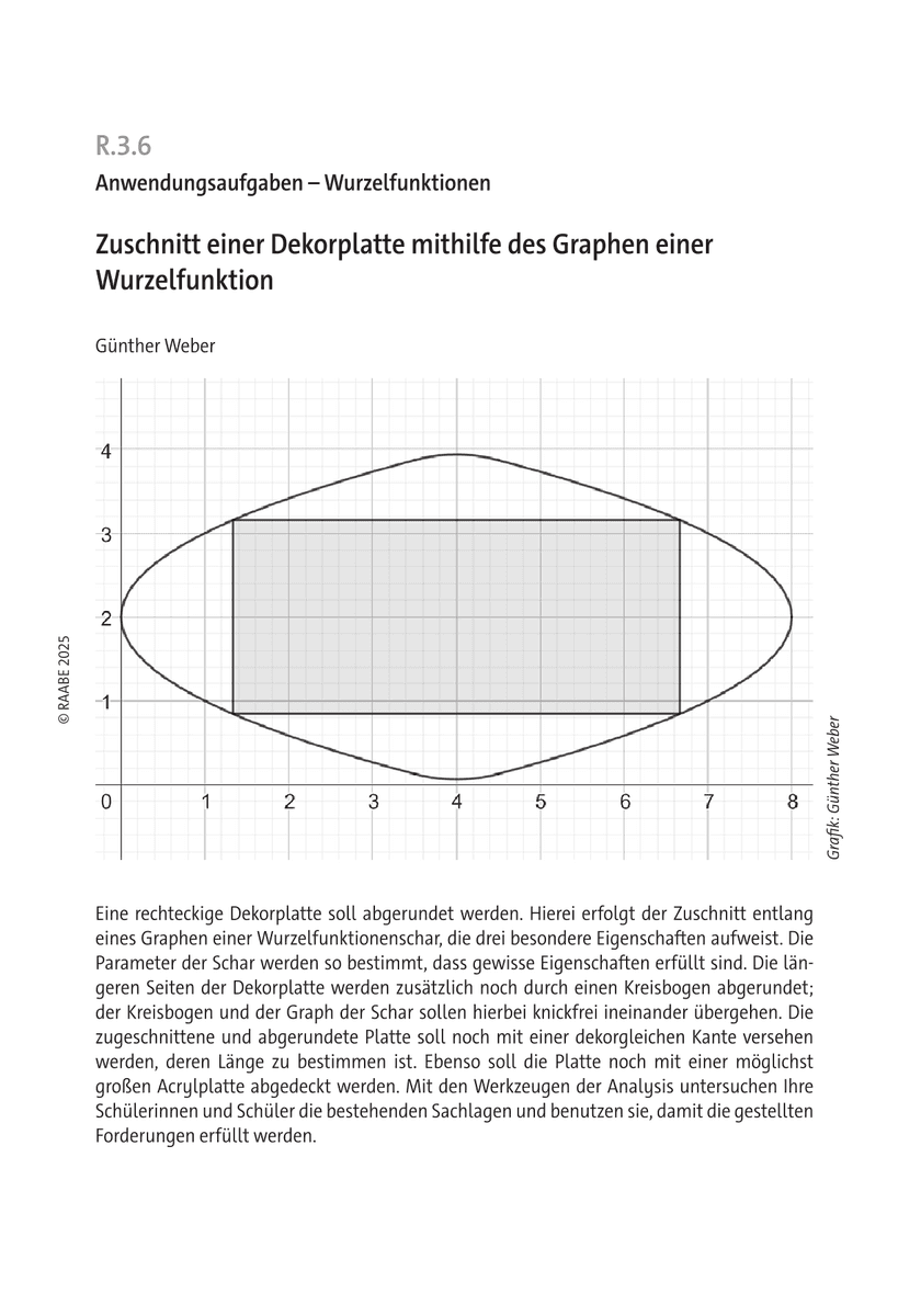 Zuschnitt einer Dekorplatte mithilfe des Graphen einer Wurzelfunktion