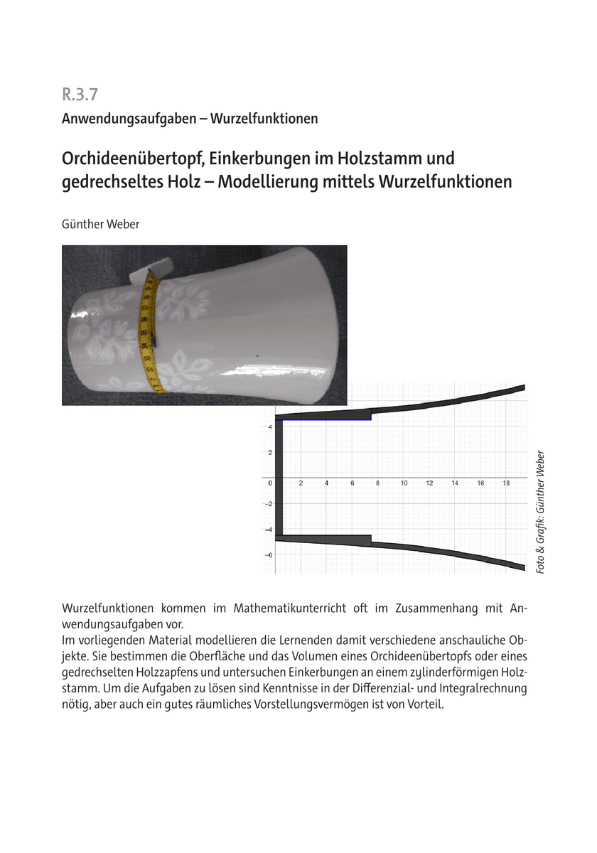 Orchideenübertopf, Einkerbungen im Holzstamm und gedrechseltes Holz