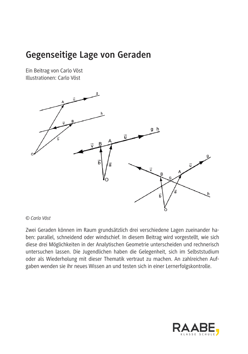 Gegenseitige Lage von Geraden