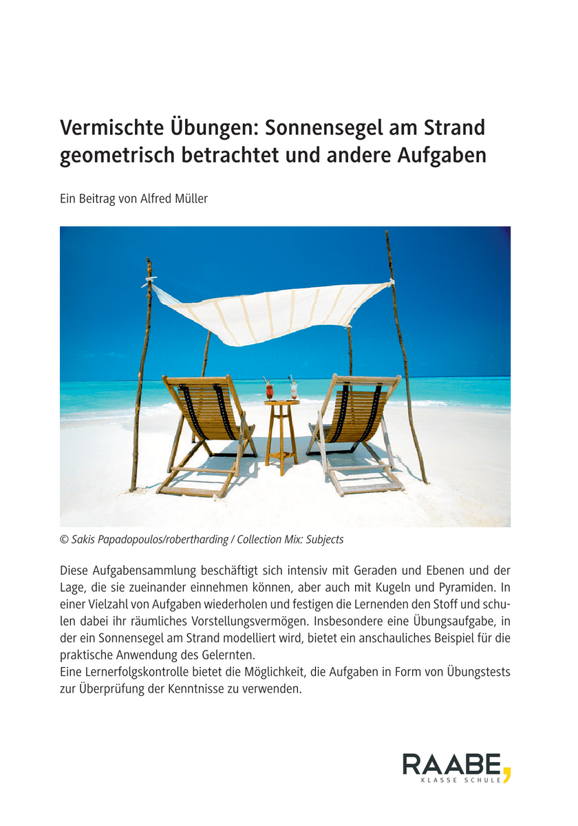 Vermischte Übungen: Sonnensegel am Strand geometrisch betrachtet und andere Aufgaben