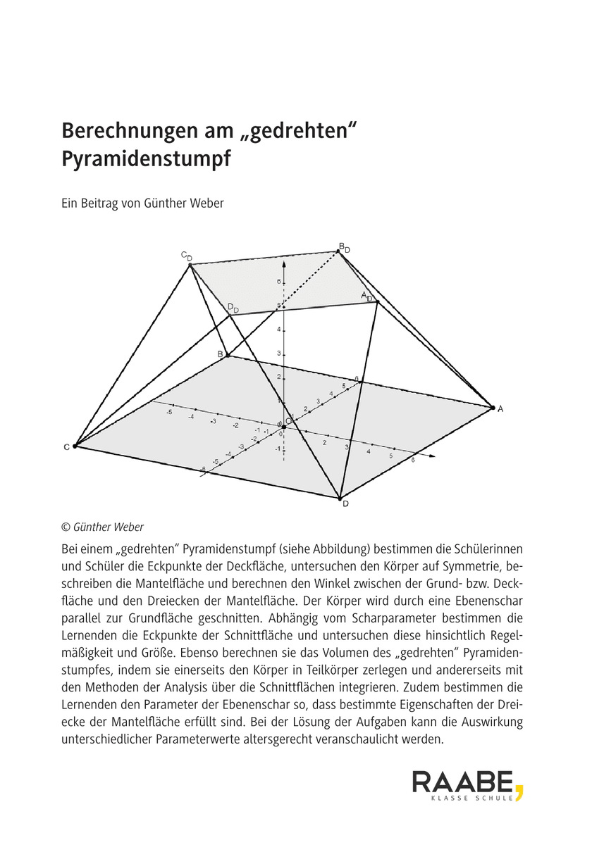Berechnungen am „gedrehten“ Pyramidenstumpf
