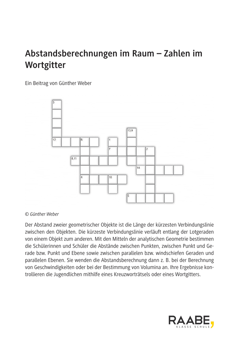 Abstandsberechnungen im Raum