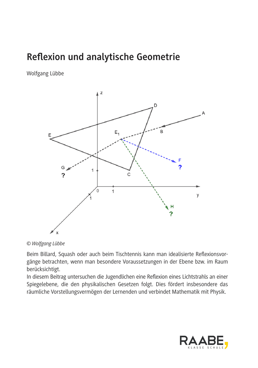 Reflexion und analytische Geometrie