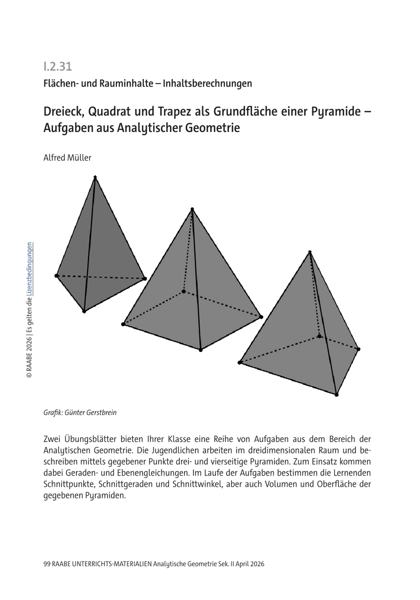 Dreieck, Quadrat und Trapez als Grundfläche einer Pyramide