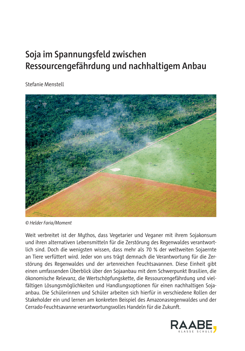 Soja im Spannungsfeld zwischen Ressourcengefährdung und nachhaltigem Anbau