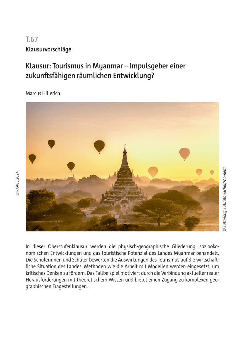 Klausur: Tourismus in Myanmar