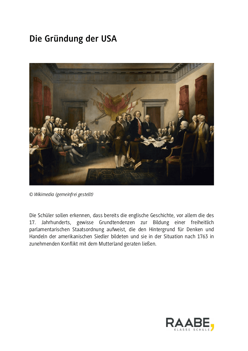 Die Gründung der USA