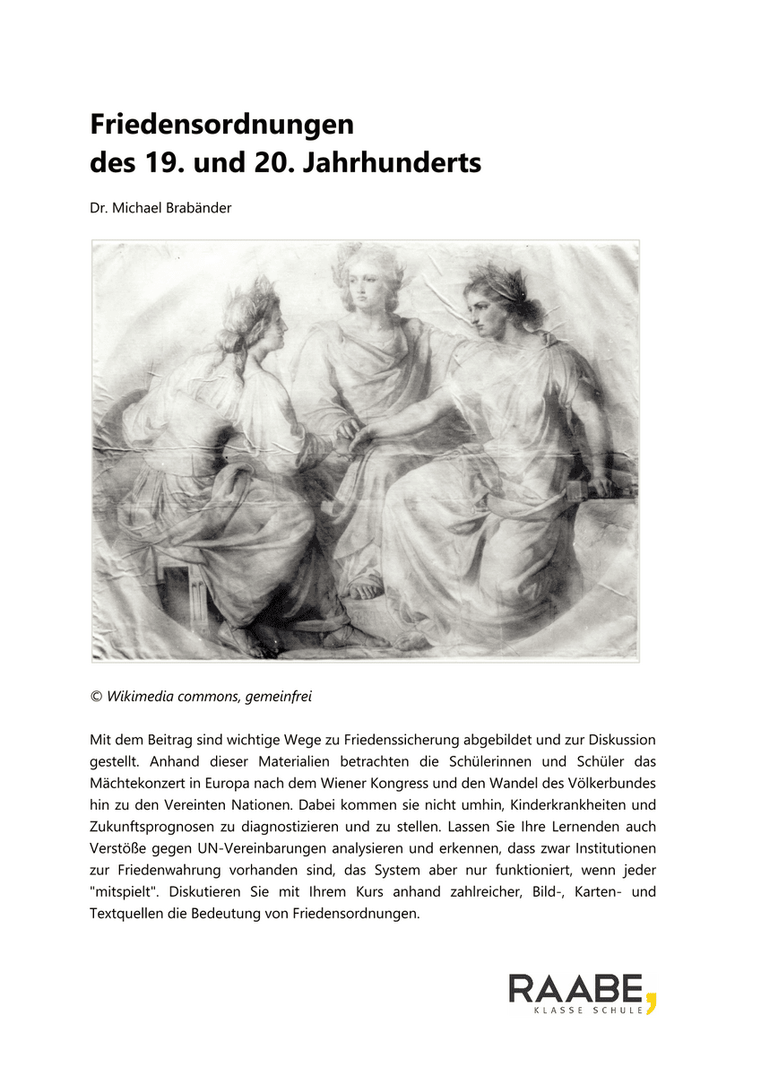 Friedensordnungen des 19. und 20. Jahrhunderts