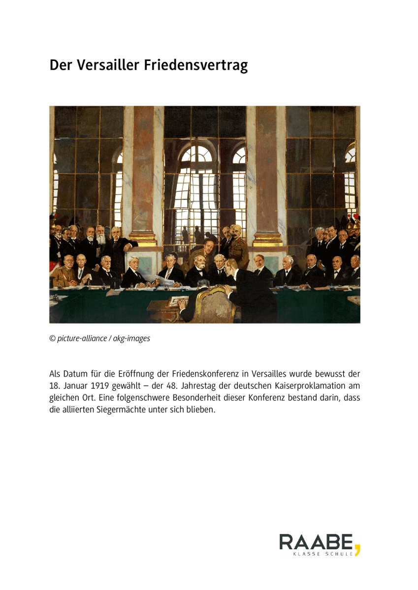 Der Versailler Friedensvertrag