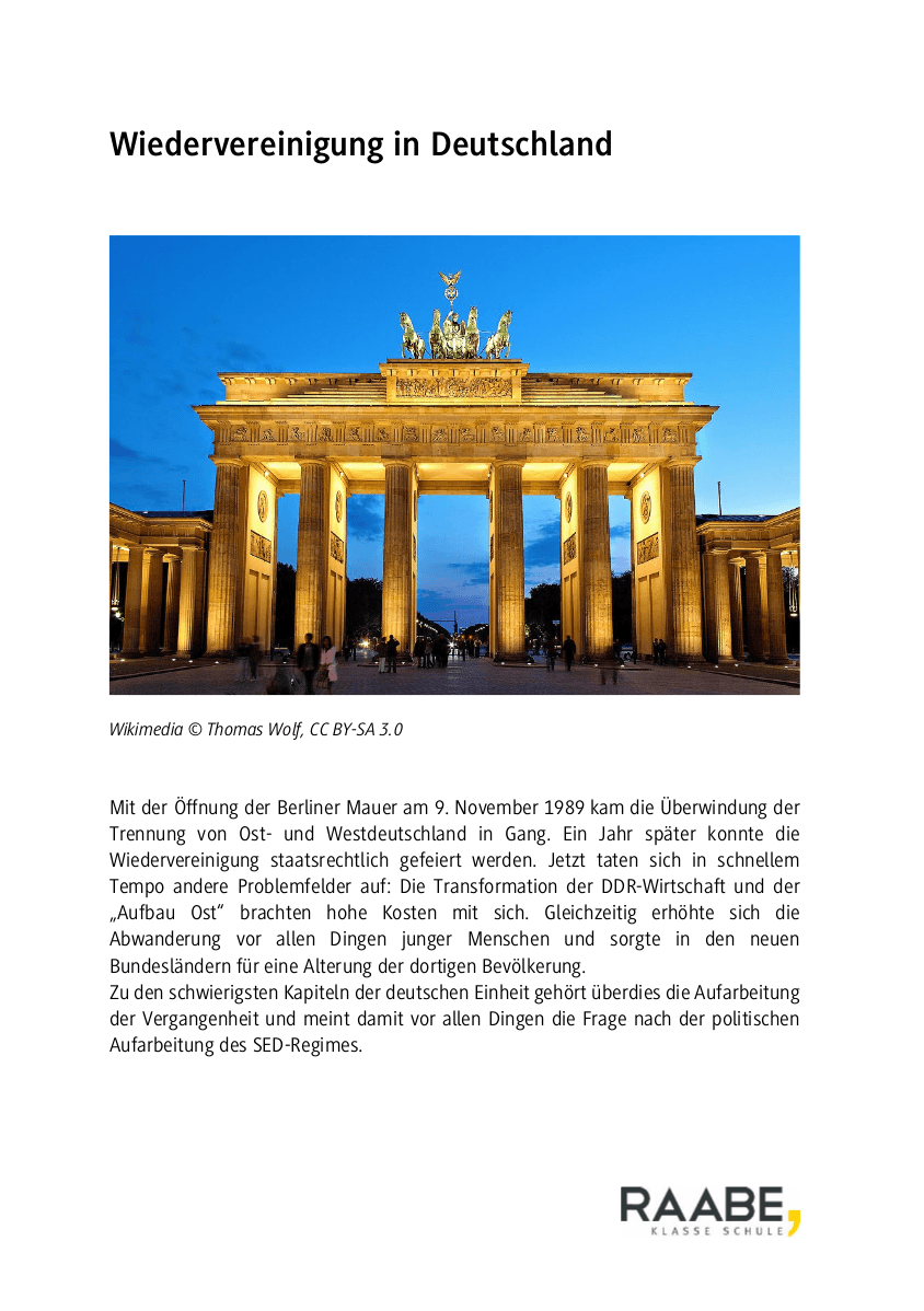Wiedervereinigung in Deutschland