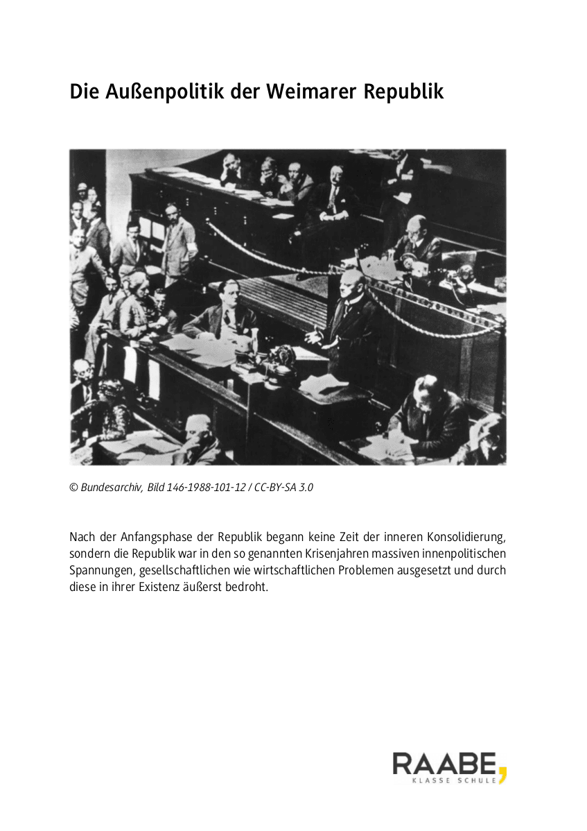 Die Außenpolitik der Weimarer Republik