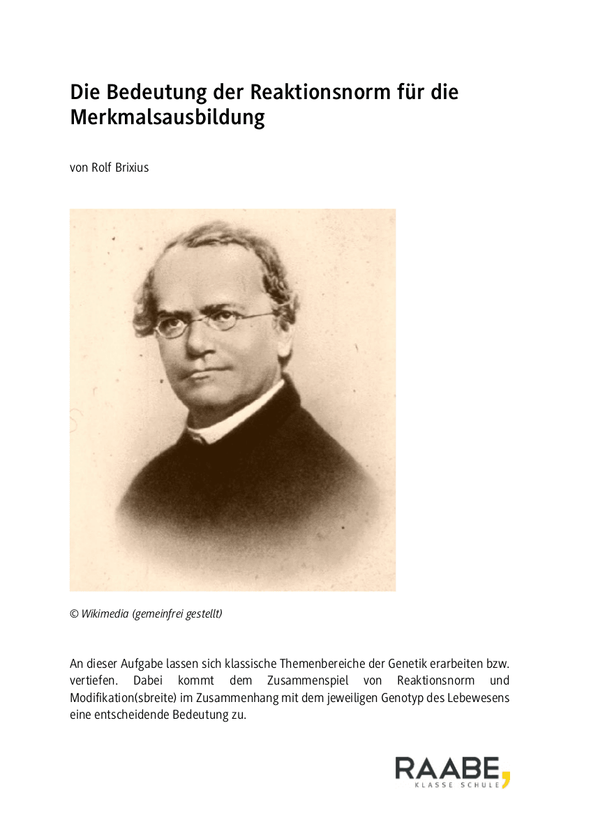 Die Bedeutung der Reaktionsnorm für die Merkmalsausbildung