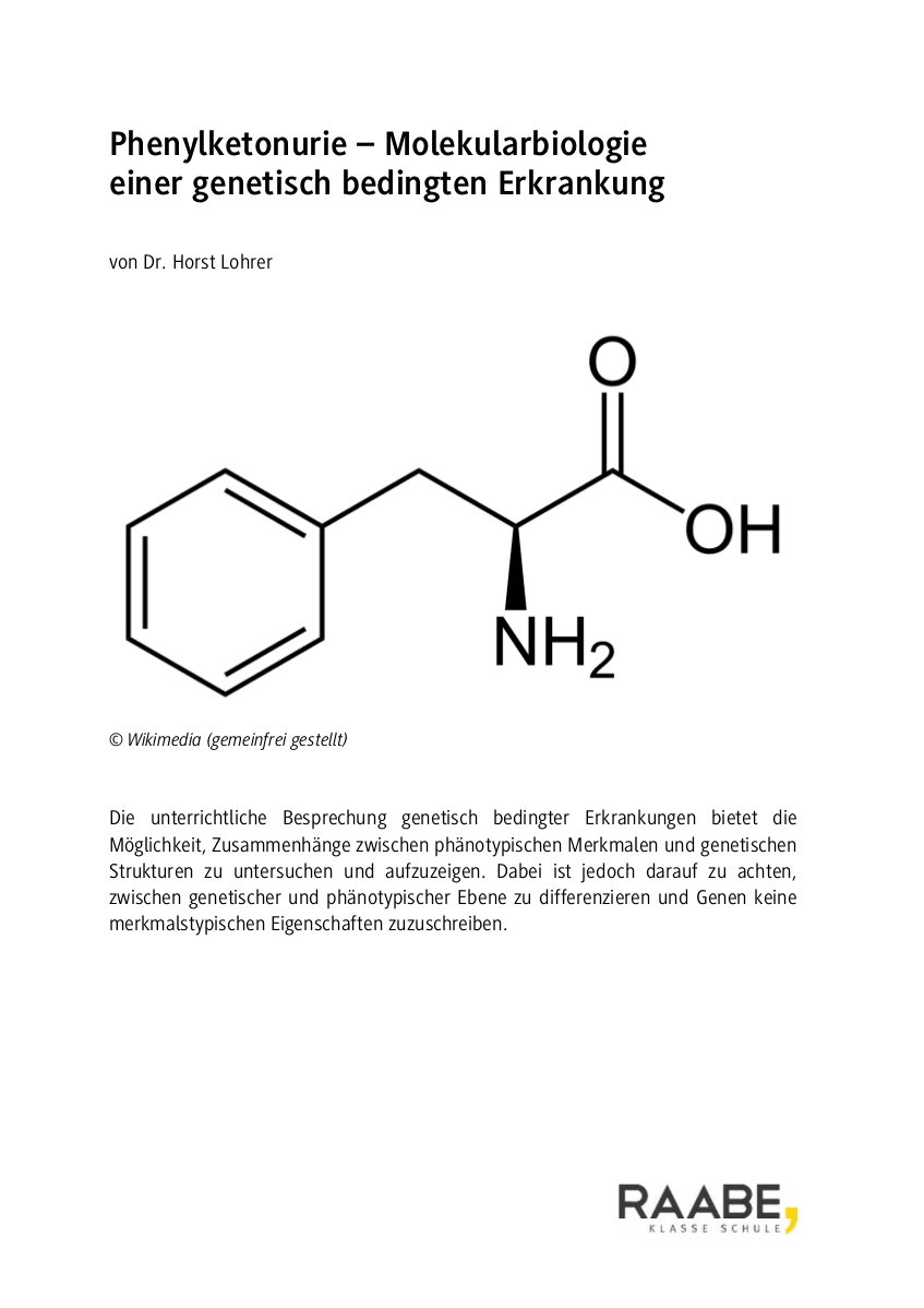 Phenylketonurie - Molekularbiologie einer genetisch bedingten Erkrankung