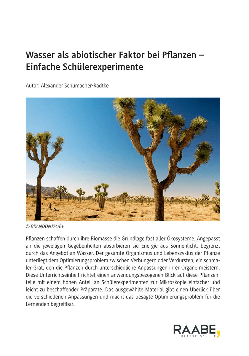 Wasser als abiotischer Faktor bei Pflanzen
