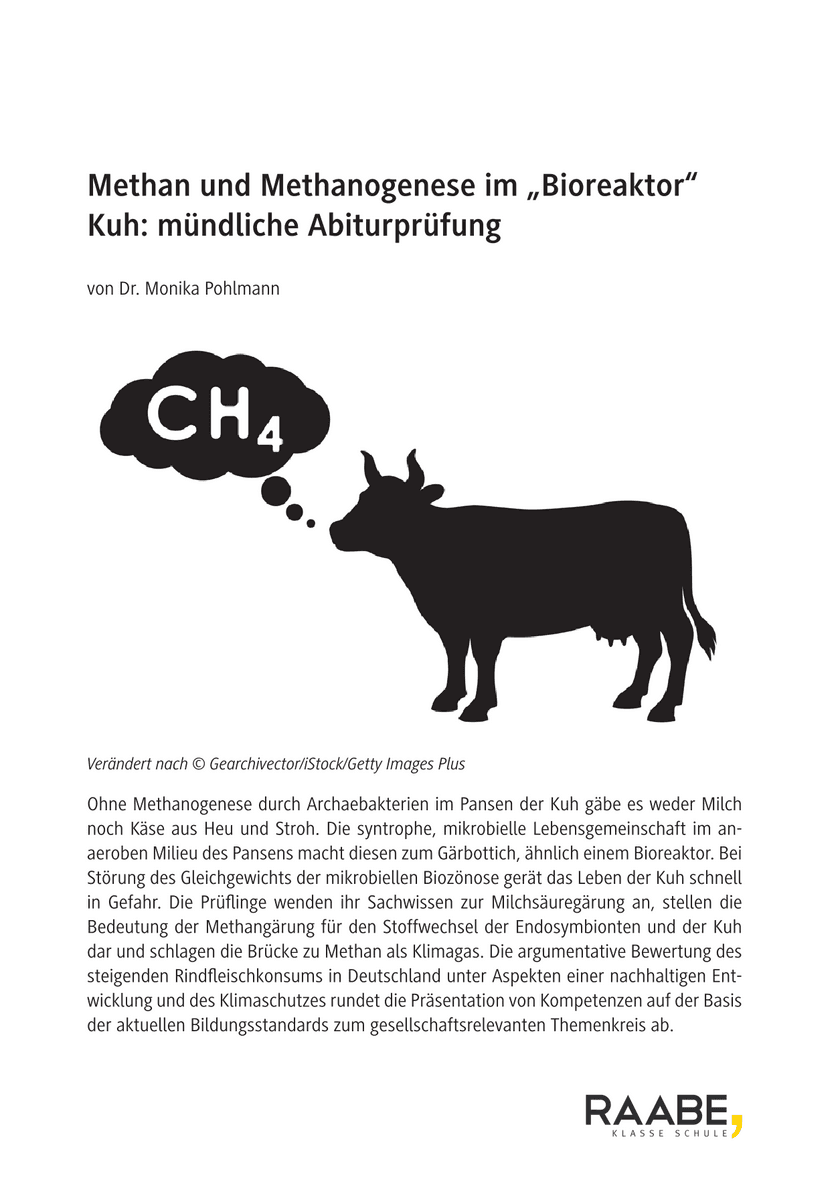 Klimagas Methan und Methanogenese im „Bioreaktor“ Kuh: mündliche Abiturprüfung