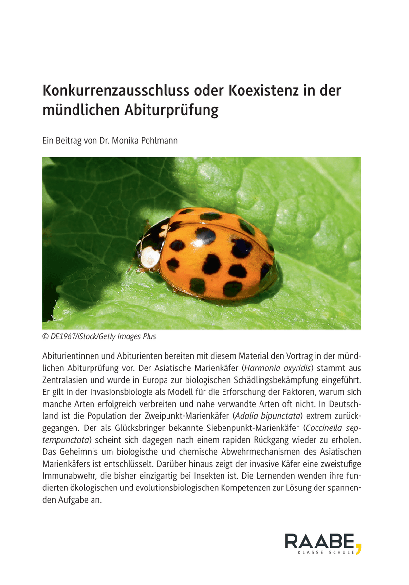 Konkurrenzausschluss oder Koexistenz in der mündlichen Abiturprüfung