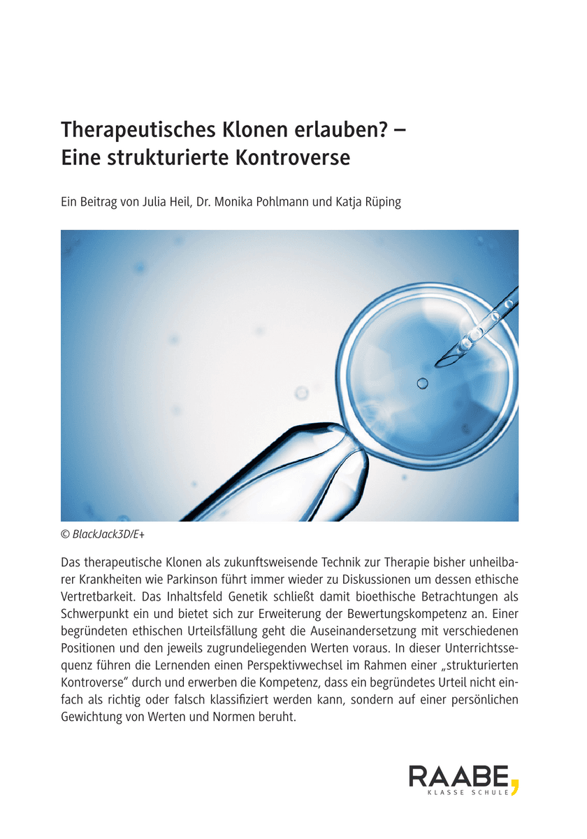 Therapeutisches Klonen erlauben?