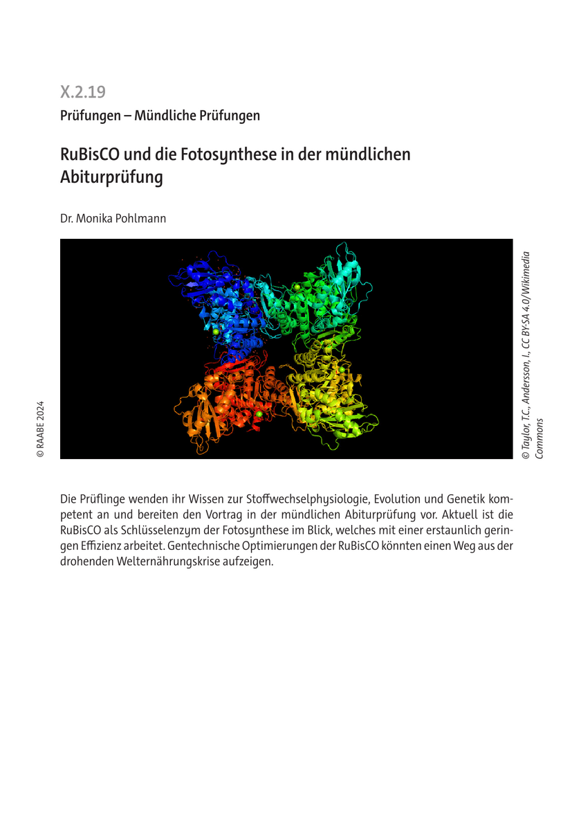 RuBisCO und die Fotosynthese in der mündlichen Abiturprüfung