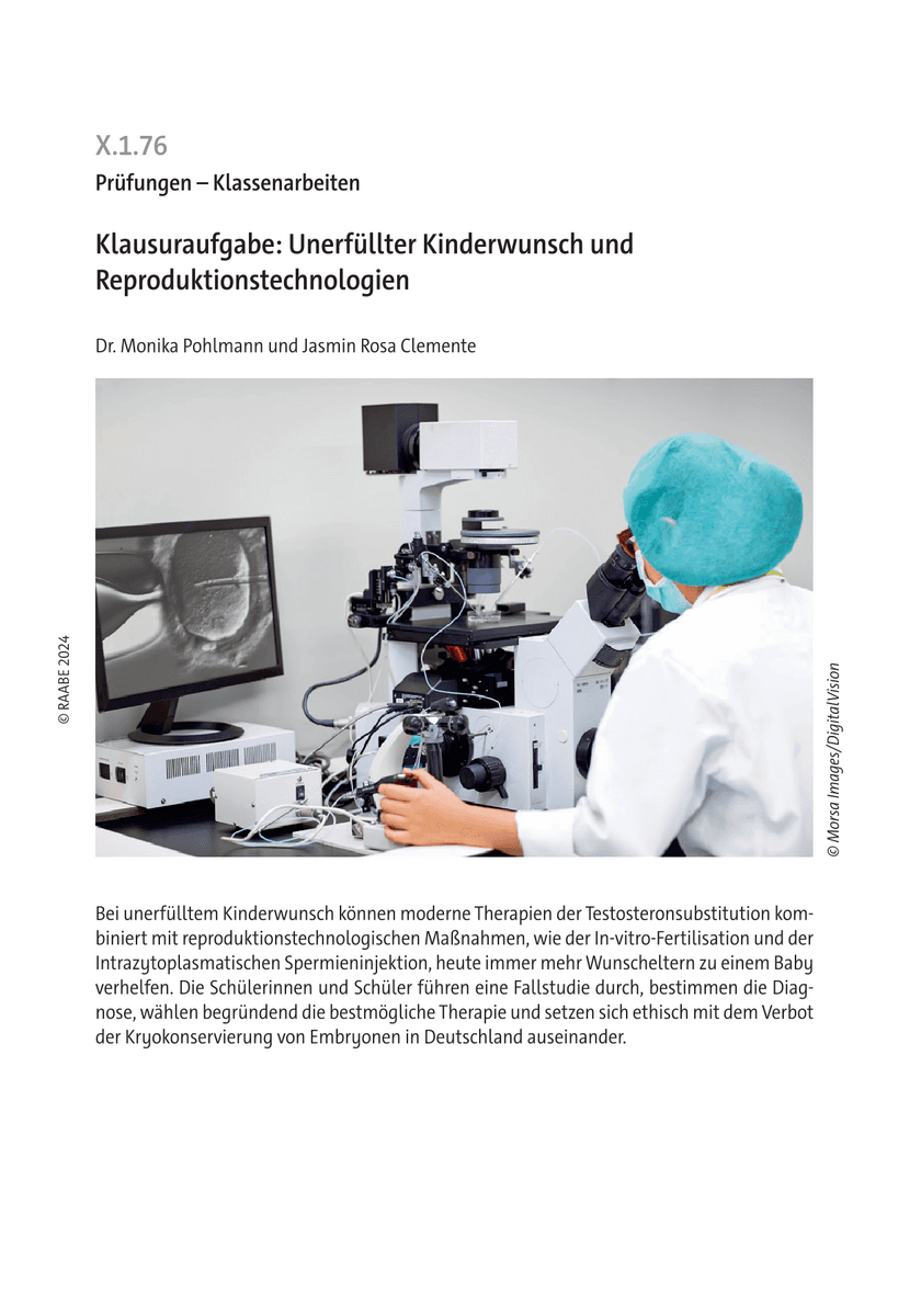 Klausuraufgabe: Unerfüllter Kinderwunsch und Reproduktionstechnologien