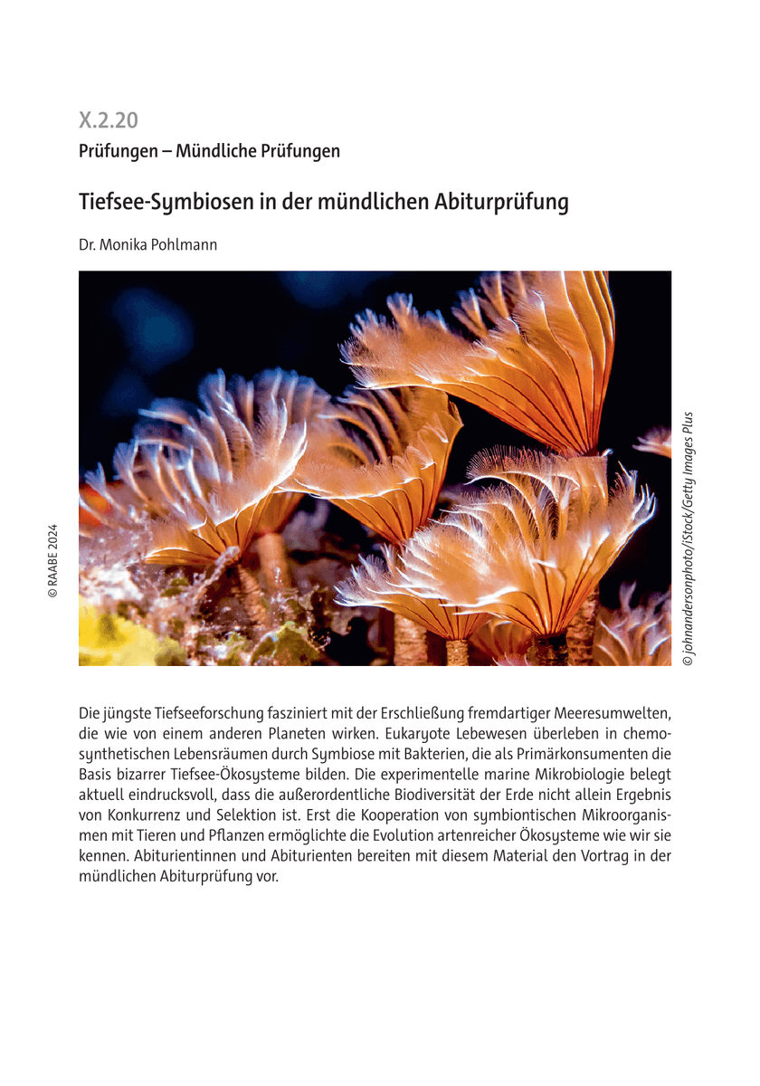 Tiefsee-Symbiosen in der mündlichen Abiturprüfung