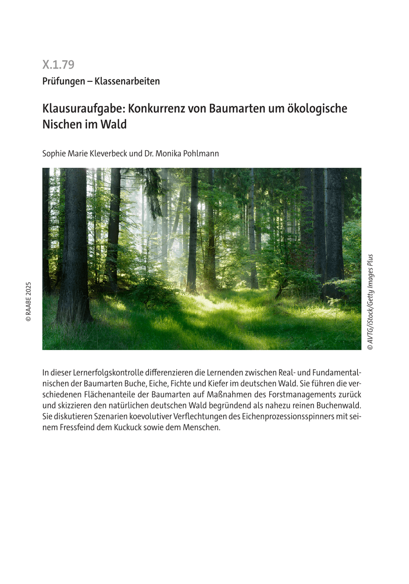 Klausuraufgabe: Konkurrenz von Baumarten um ökologische Nischen im Wald