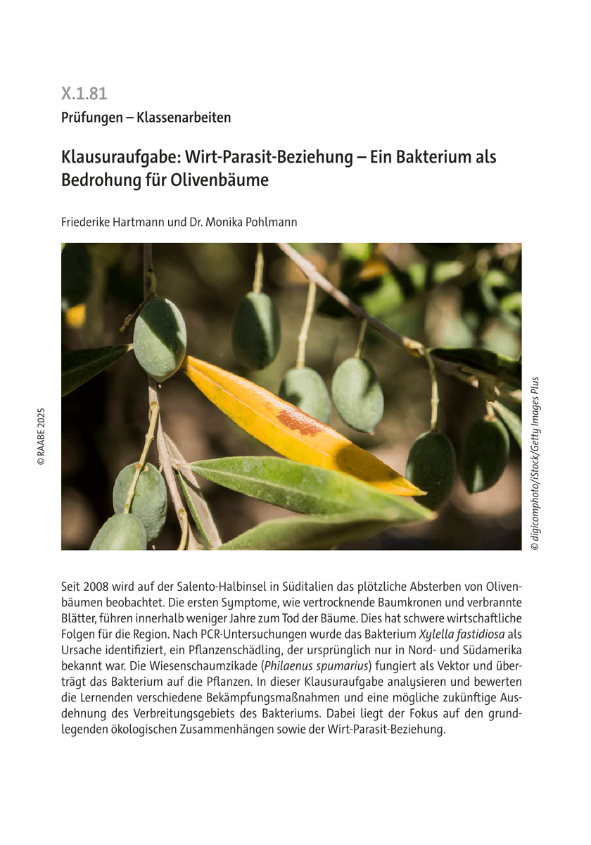 Klausuraufgabe: Wirt-Parasit-Beziehung