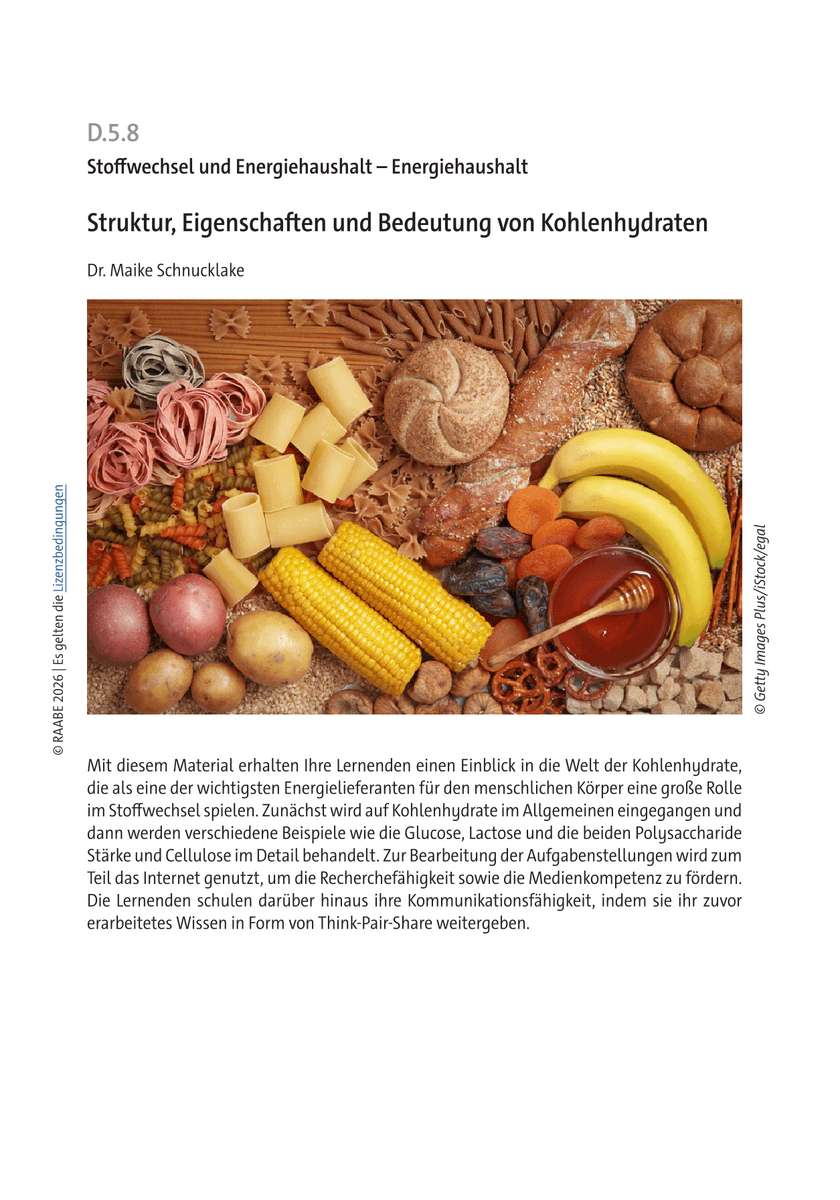 Struktur, Eigenschaften und Bedeutung von Kohlenhydraten