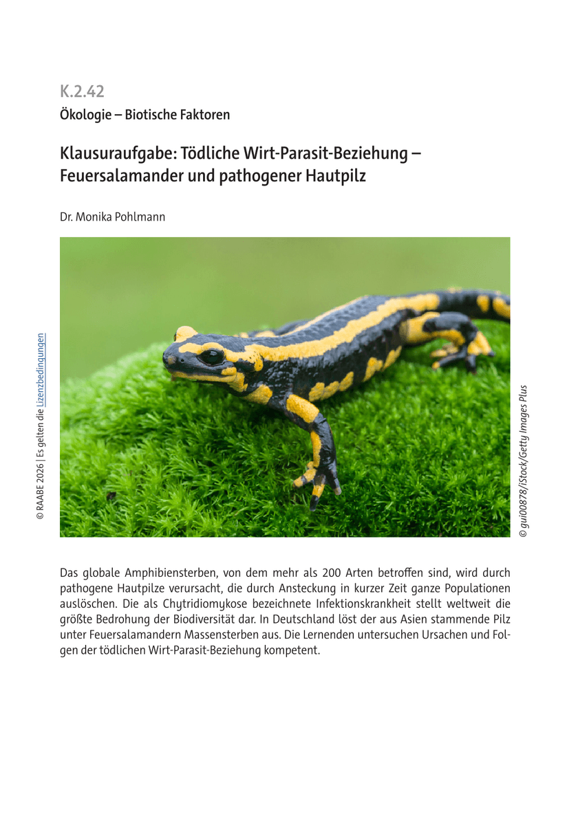 Klausuraufgabe: Tödliche Wirt-Parasit-Beziehung