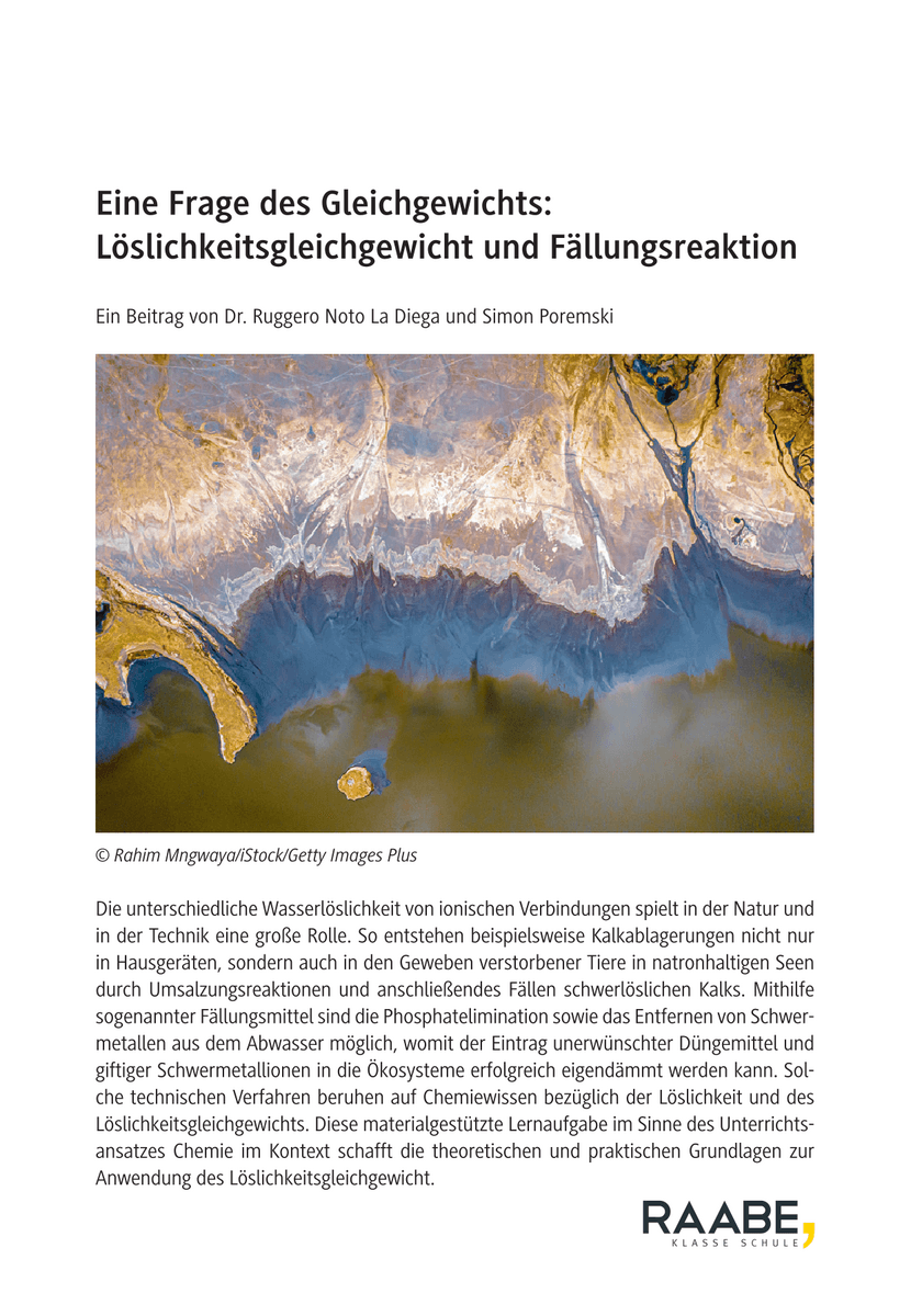 Eine Frage des Gleichgewichts: Löslichkeitsgleichgewicht und Fällungsreaktion