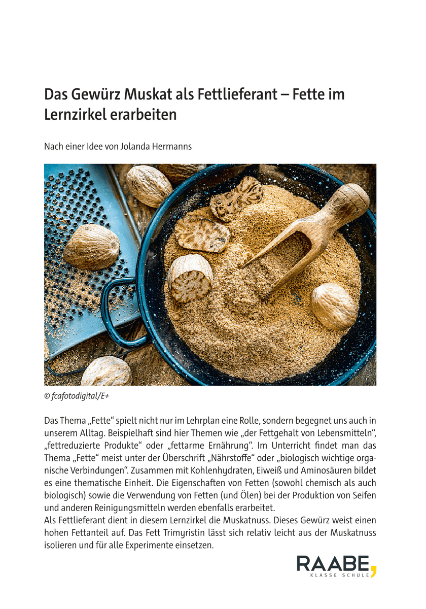 Das Gewürz Muskat als Fettlieferant